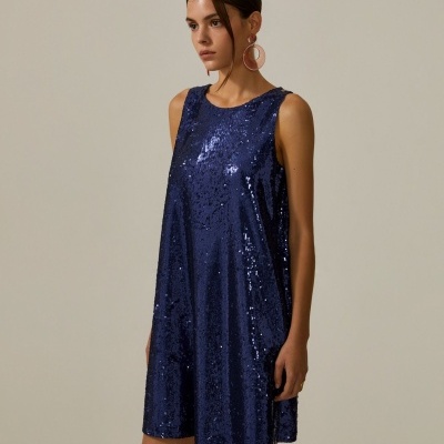 Vestido curto de lantejoulas Decenio