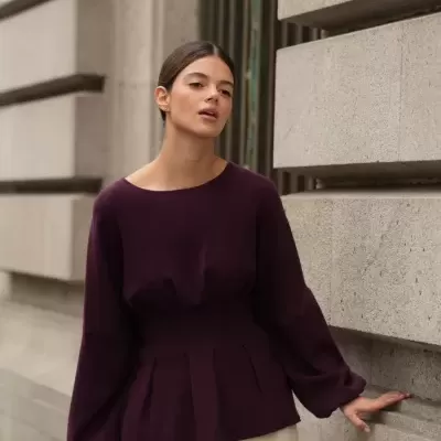 Camisola malha com efeito peplum Spaccio by Cristina