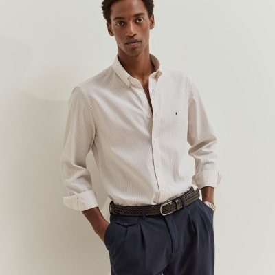 Camisa slim fit em algodão às riscas Lion of Porches