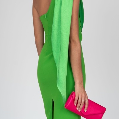 Vestido com drapeado acetinado Ferrache