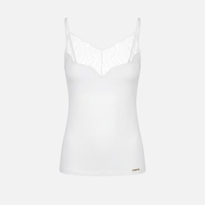 Top de alça fina com renda Scripta