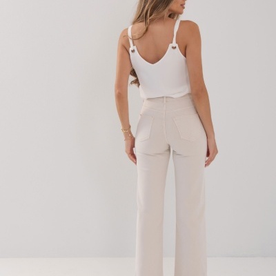 Calça de sarja de corte straight Ferrache