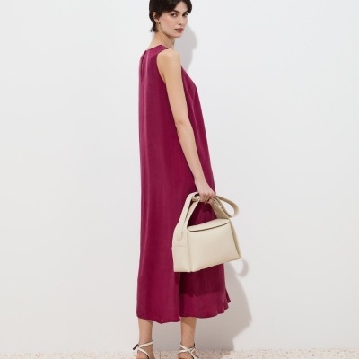 Vestido midi fluido em cupro Decenio