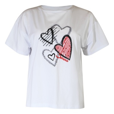 T-SHIRT CORAÇÕES BORDADOS SAHOCO