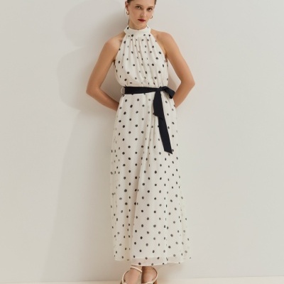 Vestido midi sem mangas com decote halter Lion of Porches