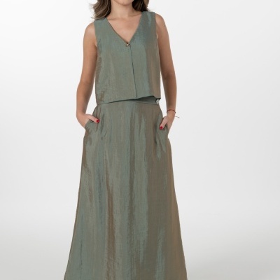 TOP DE ORGANZA COM EFEITO BICOLOR ANA SOUSA