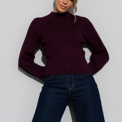 Camisola de malha canelada com botão forrado Ferrache