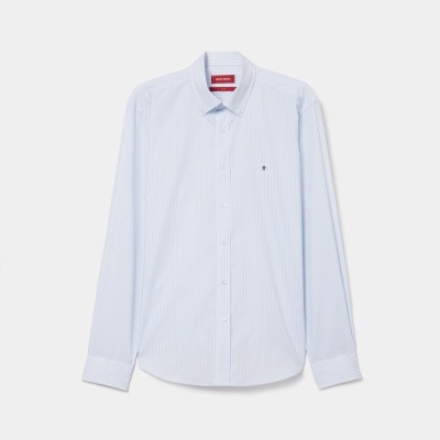 Camisa slim fit em algodão às riscas