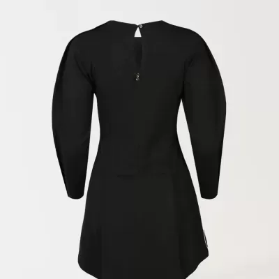 Vestido Curto com Risca nas Mangas Sahoco