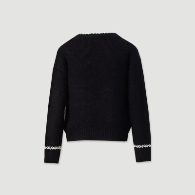 Camisola de malha com decote em V e detalhe contrastante Ferrache