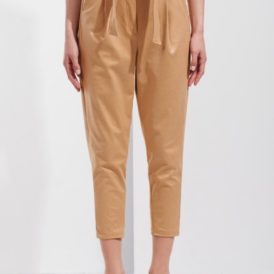 Calças cintura alta efeito pele Sahoco