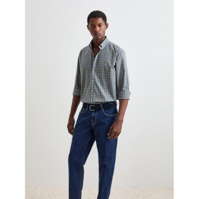 Camisa de algodão ao xadrez regular fit Decenio