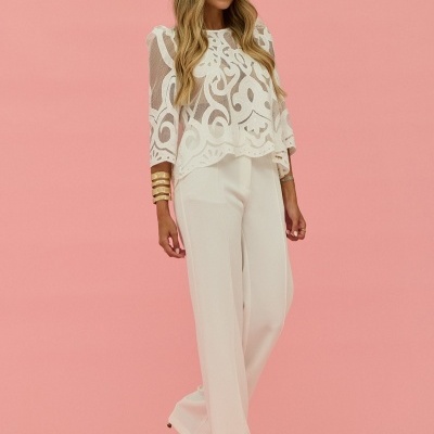 Calça fluída com vinca costurada Scripta