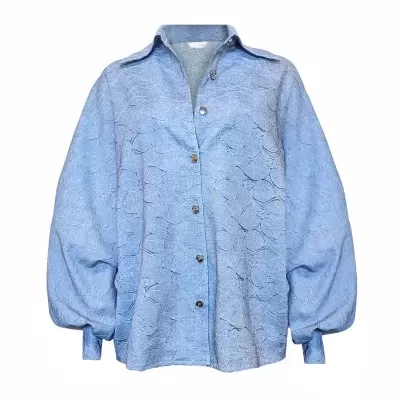 Camisa Oversize em Renda com Manga Balão Sahoco