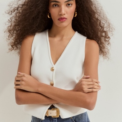 Colete de malha com decote em V Lion of Porches