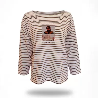 Top de Riscas de manga 3/4 Sahoco