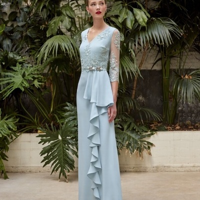 Vestido longo com renda na parte superior Carla Ruiz