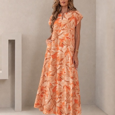 Vestido comprido estampado Ferrache