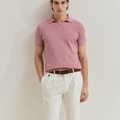 Polo às riscas em malha de algodão Lion of Porches