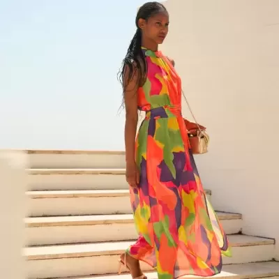 Vestido comprido estampado Spaccio