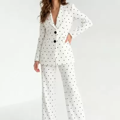 Calças de Cintura Subida com Estampado às Bolas Sahoco