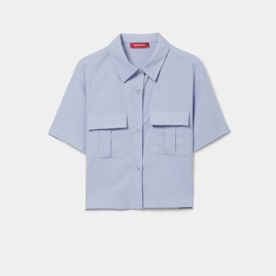 Camisa de manga curta em liocel e linho Lion of Porches