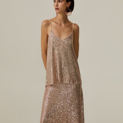 Top de alças em lantejoulas Decenio