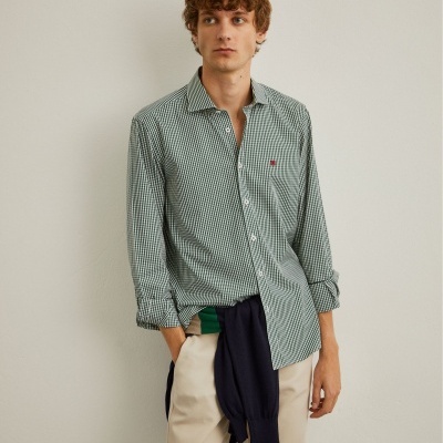 Camisa Slim Fit em tecido com padrão de quadrados Lion of Porches