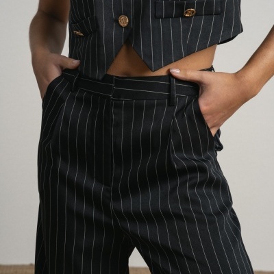 Calças listradas cintado SMF