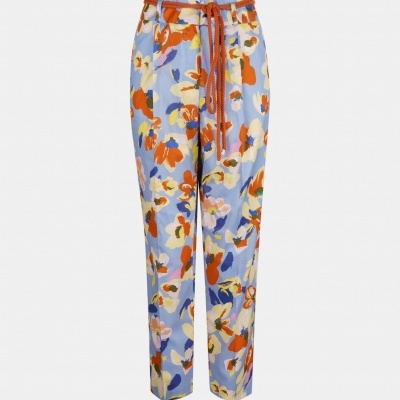 Calças para mulher paper bag com estampado floral e cinto Lion of Porches