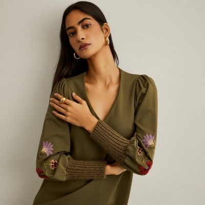 Vestido de malha com bordado Lion of Porches