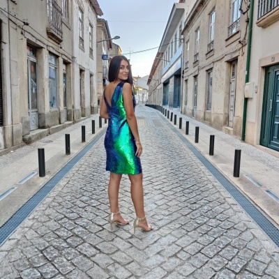 Vestido justo lantejoulas Ferrache