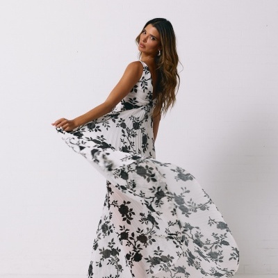 Vestido estampado plissado Swallow