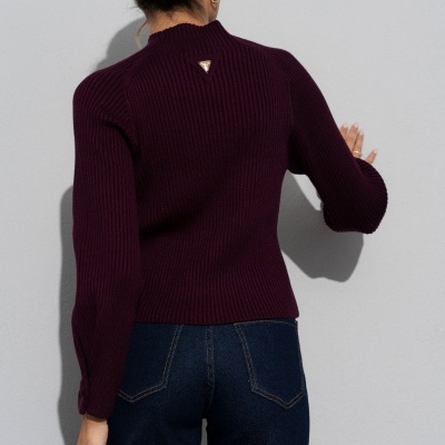 Camisola de malha canelada com botão forrado Ferrache