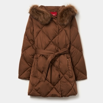 Blusão acolchoado com capuz e cinto Lion of Porches