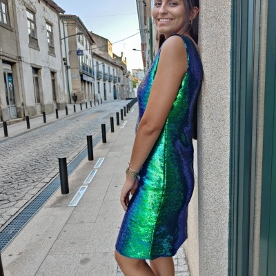 Vestido justo lantejoulas Ferrache