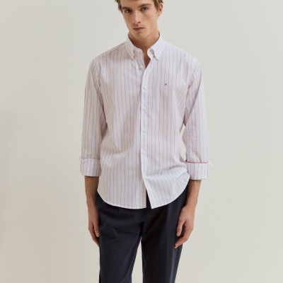 Camisa regular fit em algodão às riscas Lion of Porches