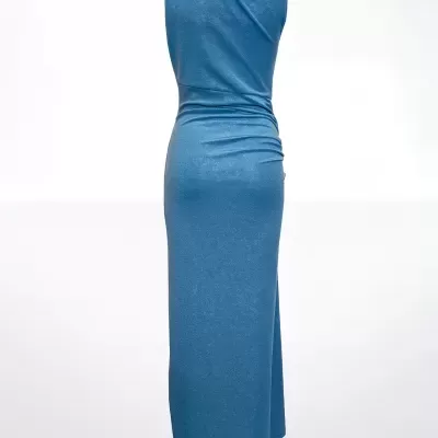Vestido Longo Aplicações Prata Sahoco