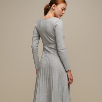 Vestido de malha em lurex com cinto SMF