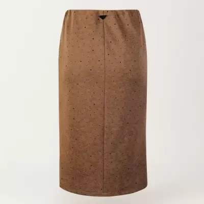 Saia Midi com Acabamento Pele de Pêssego e Aplicações Brilhantes SAHOCO