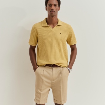 Polo de manga curta em malha de algodão Lion of Porches