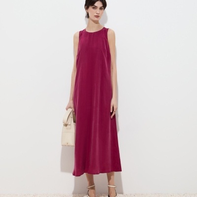 Vestido midi fluido em cupro Decenio