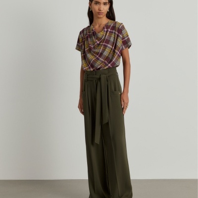 Calças pantalona com cinto Lion of Porches