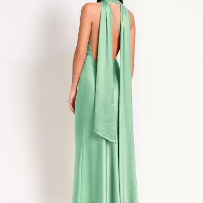 Vestido comprido acetinado Sahoco