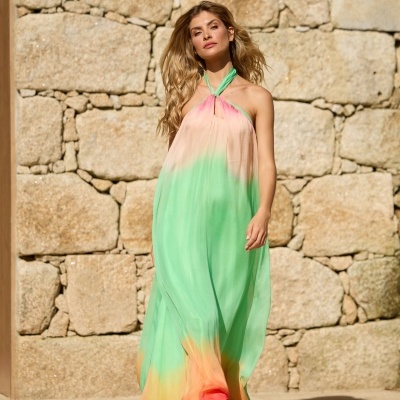 Vestido longo estampa Lione Swallow