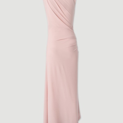 Vestido comprido assimétrico com detalhe de franzido Ferrache