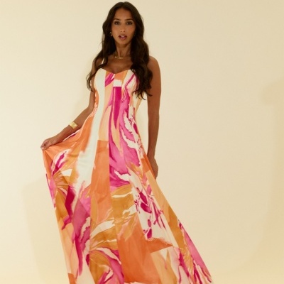 Vestido comprido estampado Scripta