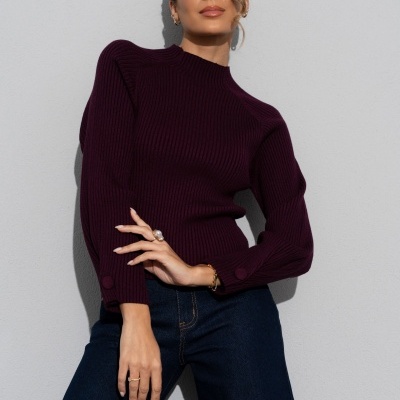 Camisola de malha canelada com botão forrado Ferrache