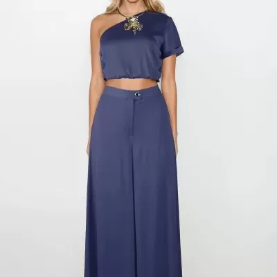 Calças acetinadas largas Sahoco