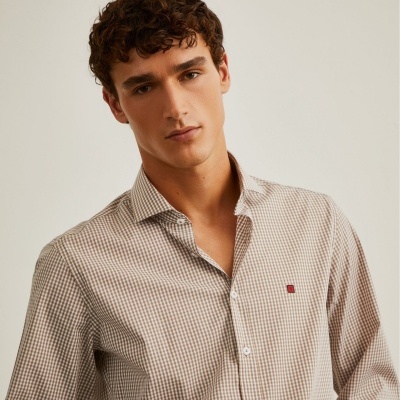 Camisa Slim Fit em tecido com padrão de quadrados Lion of Porches